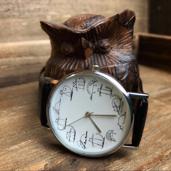 Cat Nap Japanese Faux Leather Fashion Watch - Picture 1 of 5